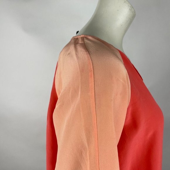 Eileen Fisher Color block Silk Tunic Top Women‎ PM V-Neck 3/4 Sleeve Lightweight - Picture 10 of 15